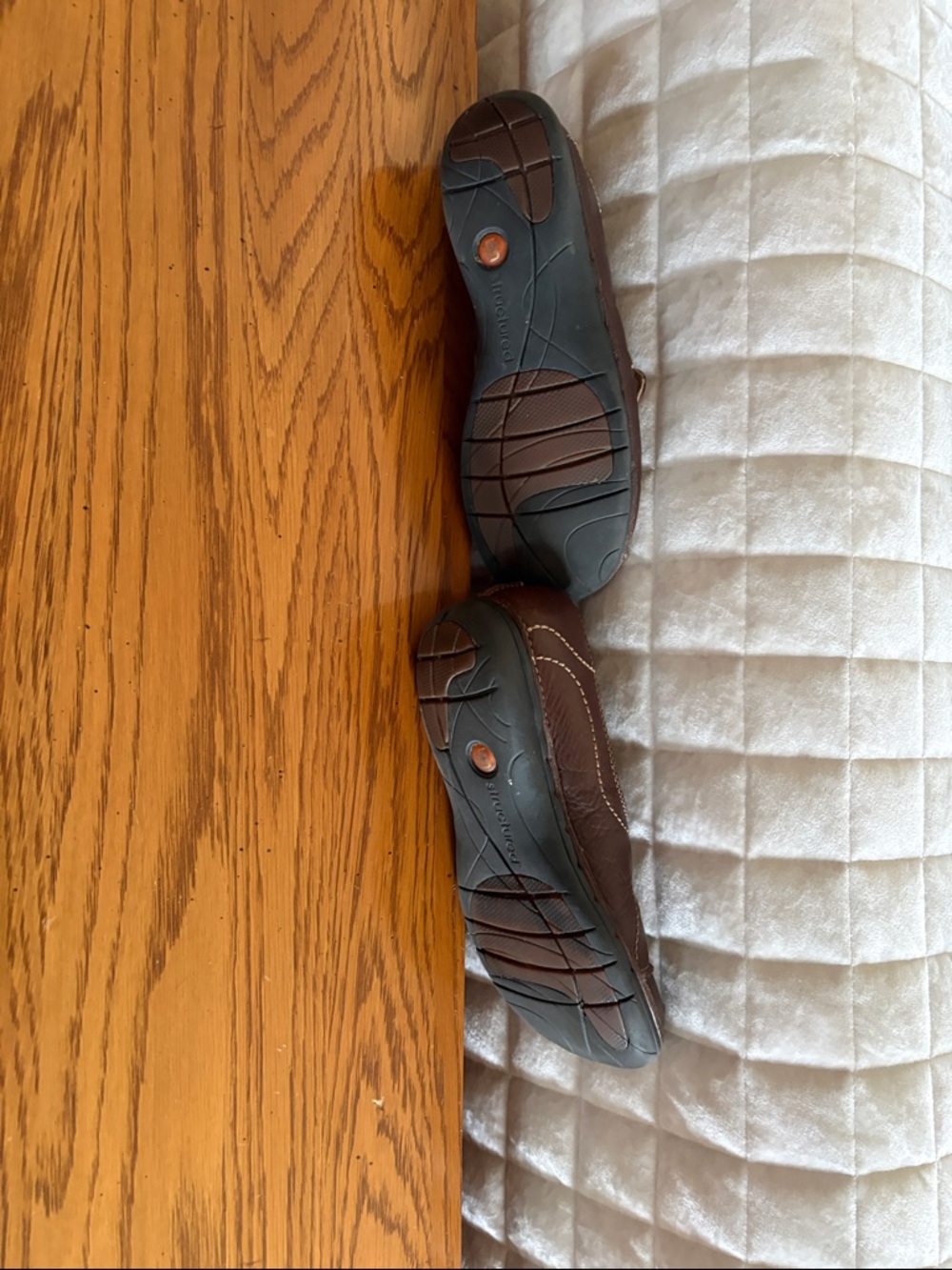 Clarks Brown Leather Mary Jane Flats with Button Strap - Picture 6 of 8